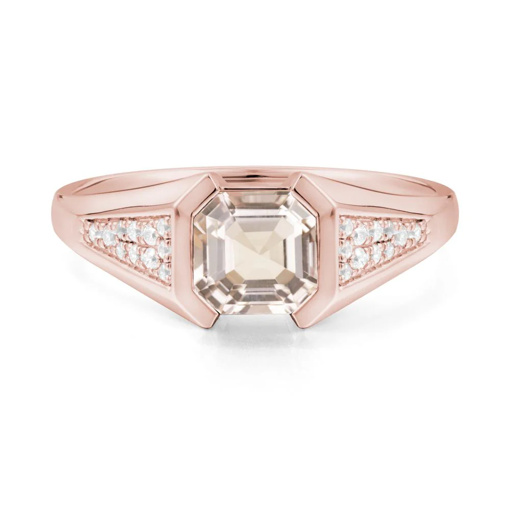 Asscher Cut Morganite Bezel Ring - Image 3