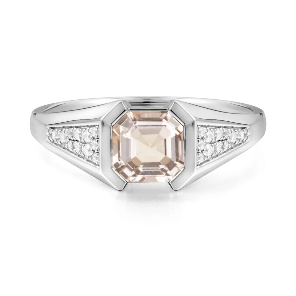 Asscher Cut Morganite Bezel Ring - Image 4
