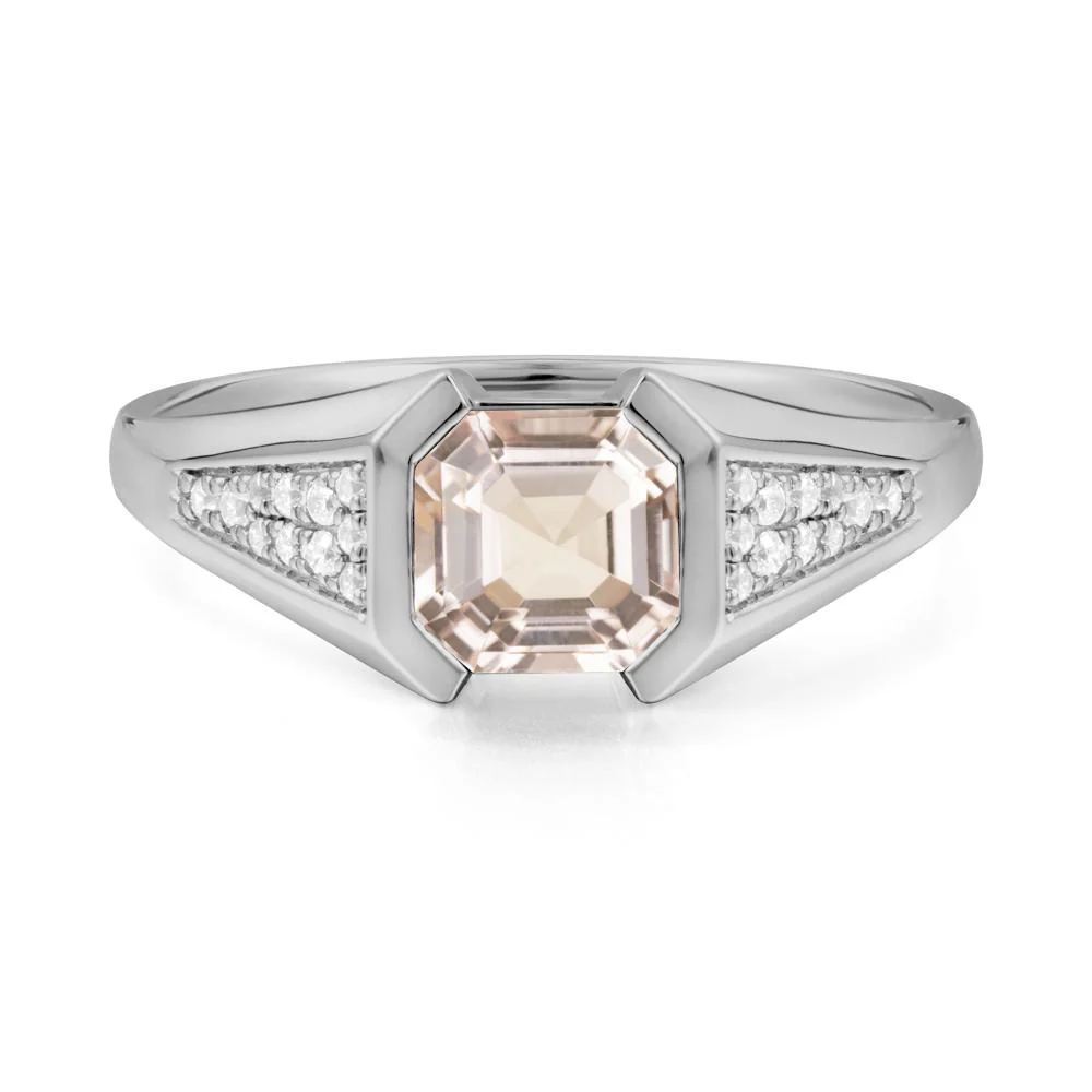 Asscher Cut Morganite Bezel Ring - Image 8