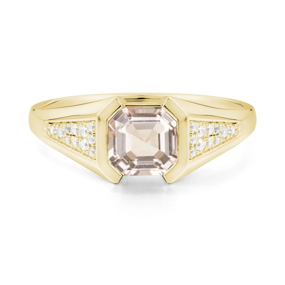 Asscher Cut Morganite Bezel Ring - Image 9