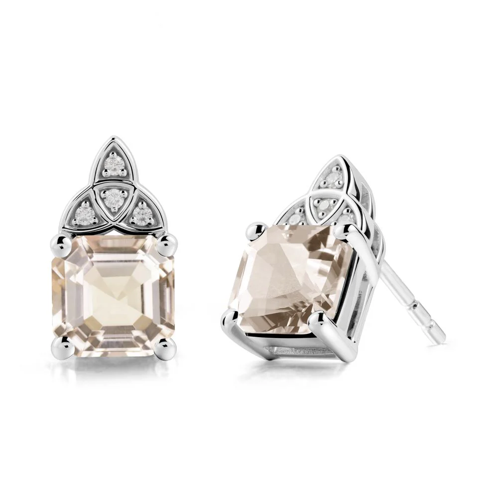 Asscher Cut Morganite Celtic Knot Earrings - Image 3