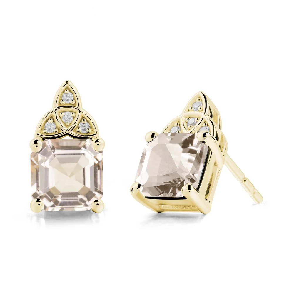Asscher Cut Morganite Celtic Knot Earrings - Image 6