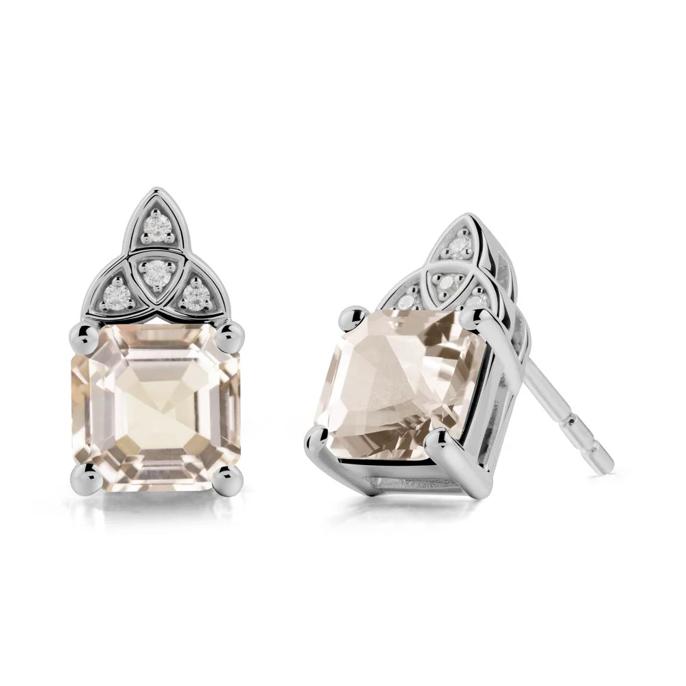 Asscher Cut Morganite Celtic Knot Earrings - Image 8