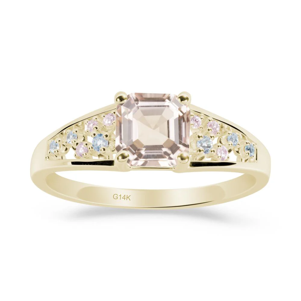 Asscher Cut Morganite Cluster Ring