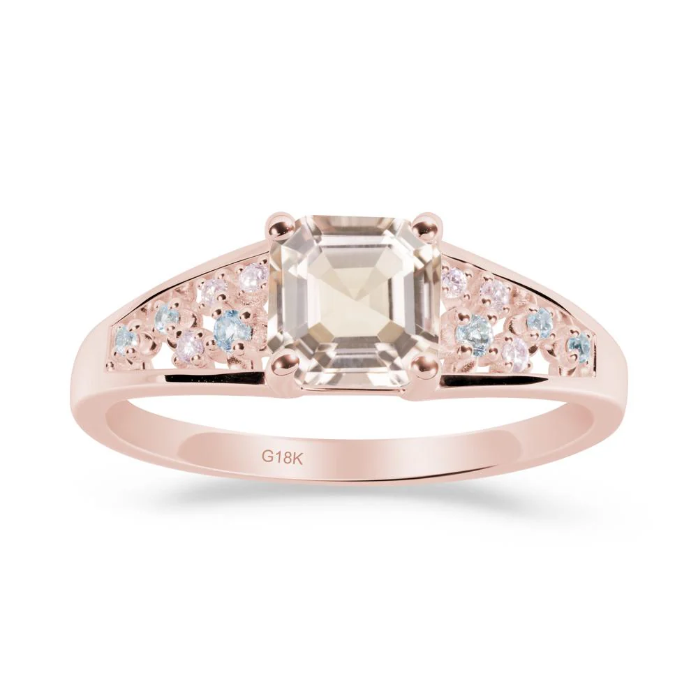 Asscher Cut Morganite Cluster Ring - Image 4