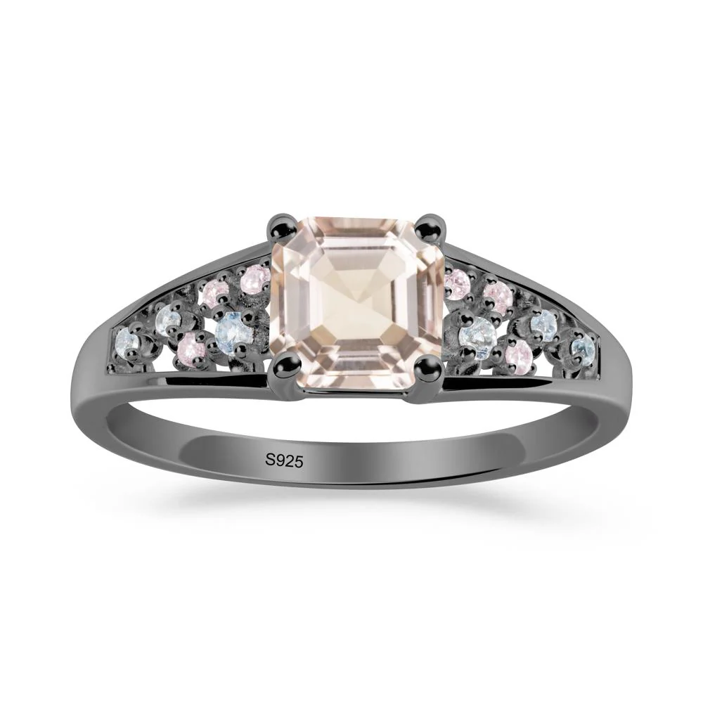Asscher Cut Morganite Cluster Ring - Image 9