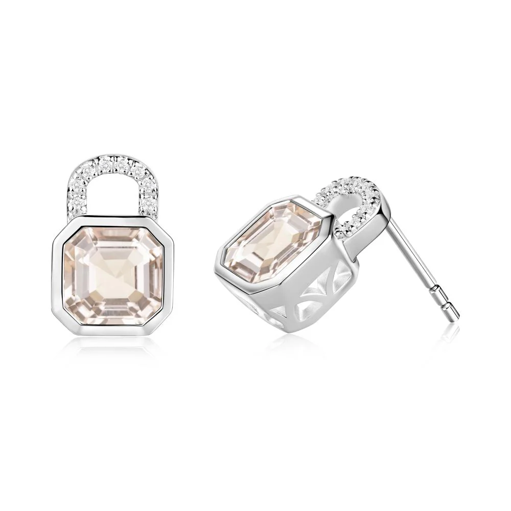 Asscher Cut Morganite Earrings