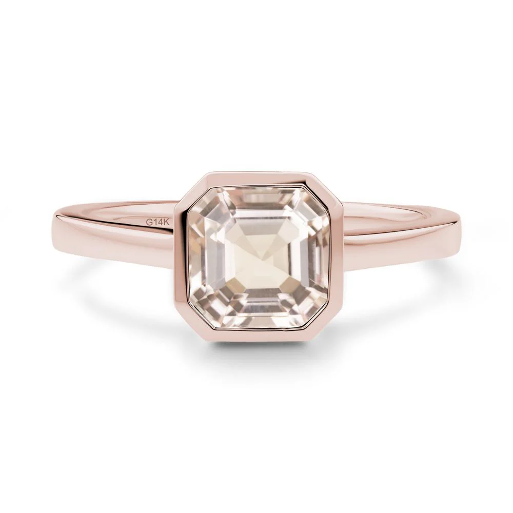 Asscher Cut Morganite Engagement Ring - Image 4