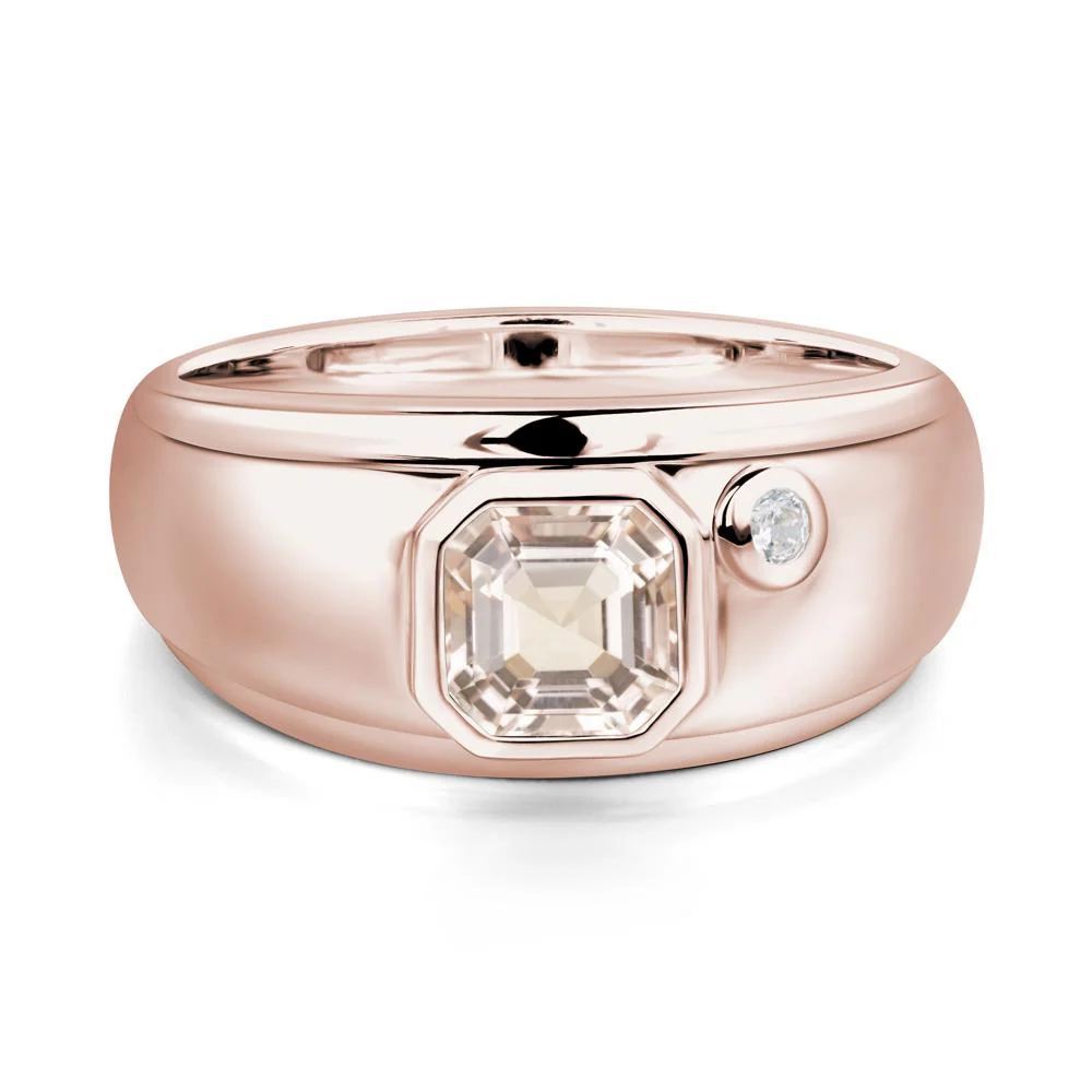 Asscher Cut Morganite Men's Ring
