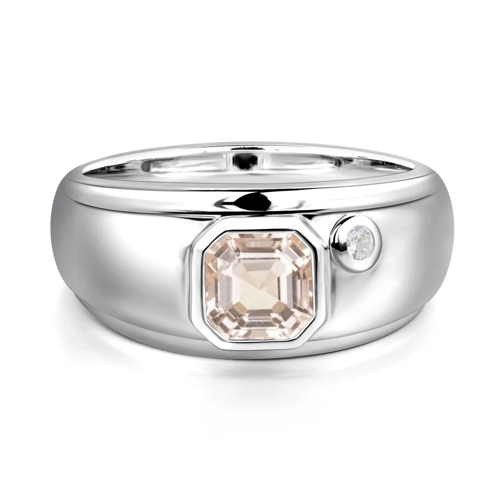 Asscher Cut Morganite Men's Ring - Image 2
