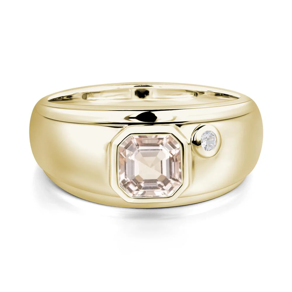 Asscher Cut Morganite Men's Ring - Image 5