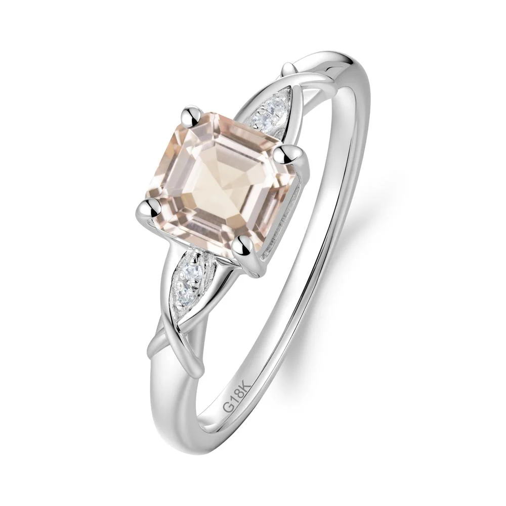Asscher Cut Morganite Solitaire Ring with Criss-Cross Band - Image 4