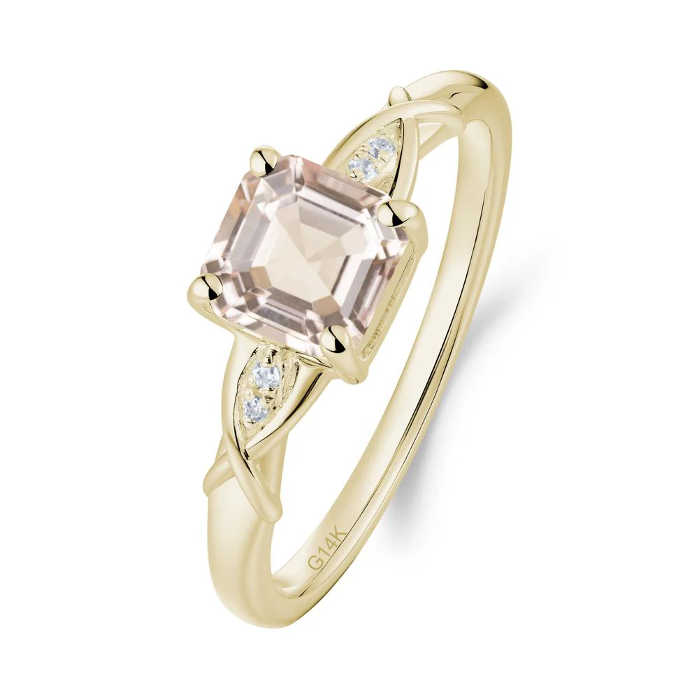 Asscher Cut Morganite Solitaire Ring with Criss-Cross Band - Image 5