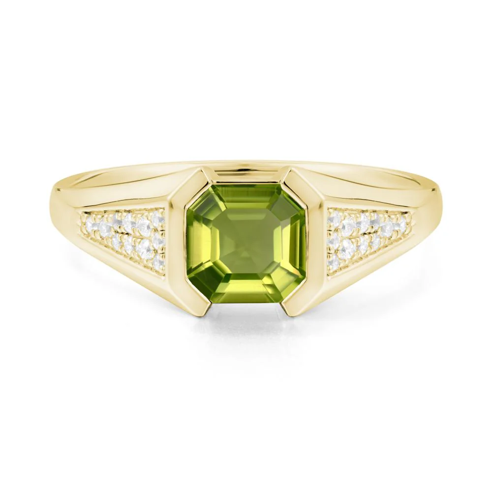 Asscher Cut Peridot Bezel Ring - Image 4