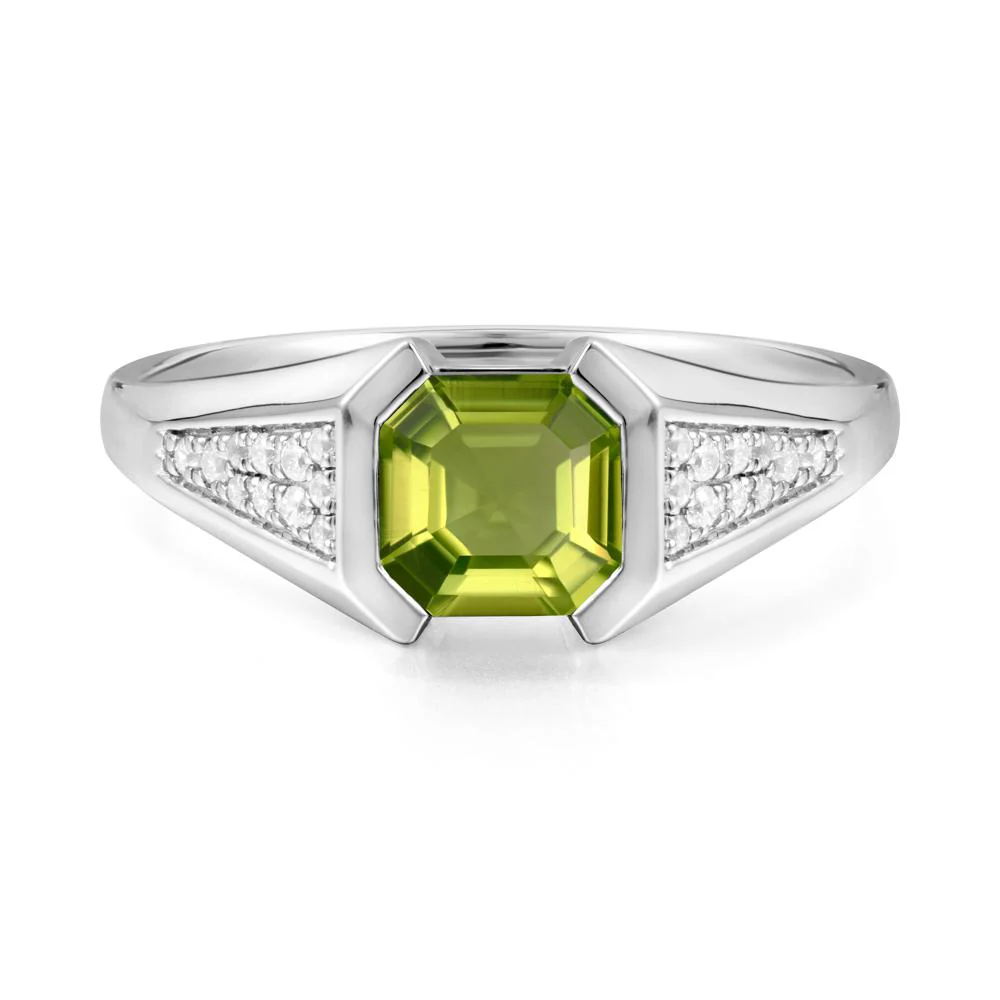 Asscher Cut Peridot Bezel Ring - Image 5