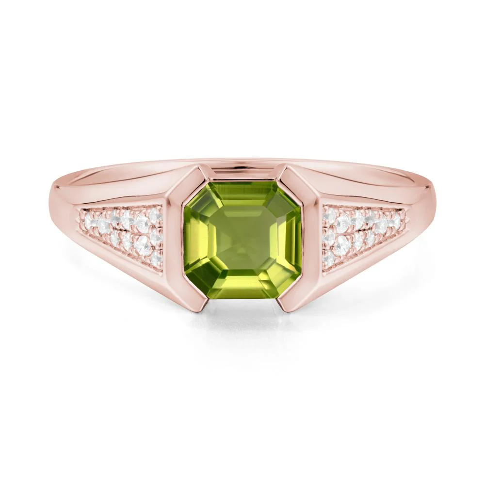 Asscher Cut Peridot Bezel Ring - Image 7