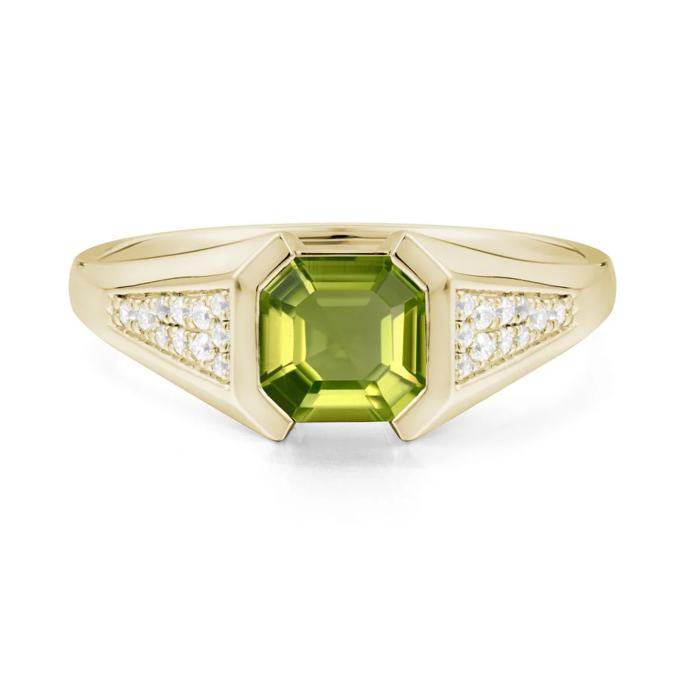 Asscher Cut Peridot Bezel Ring - Image 9