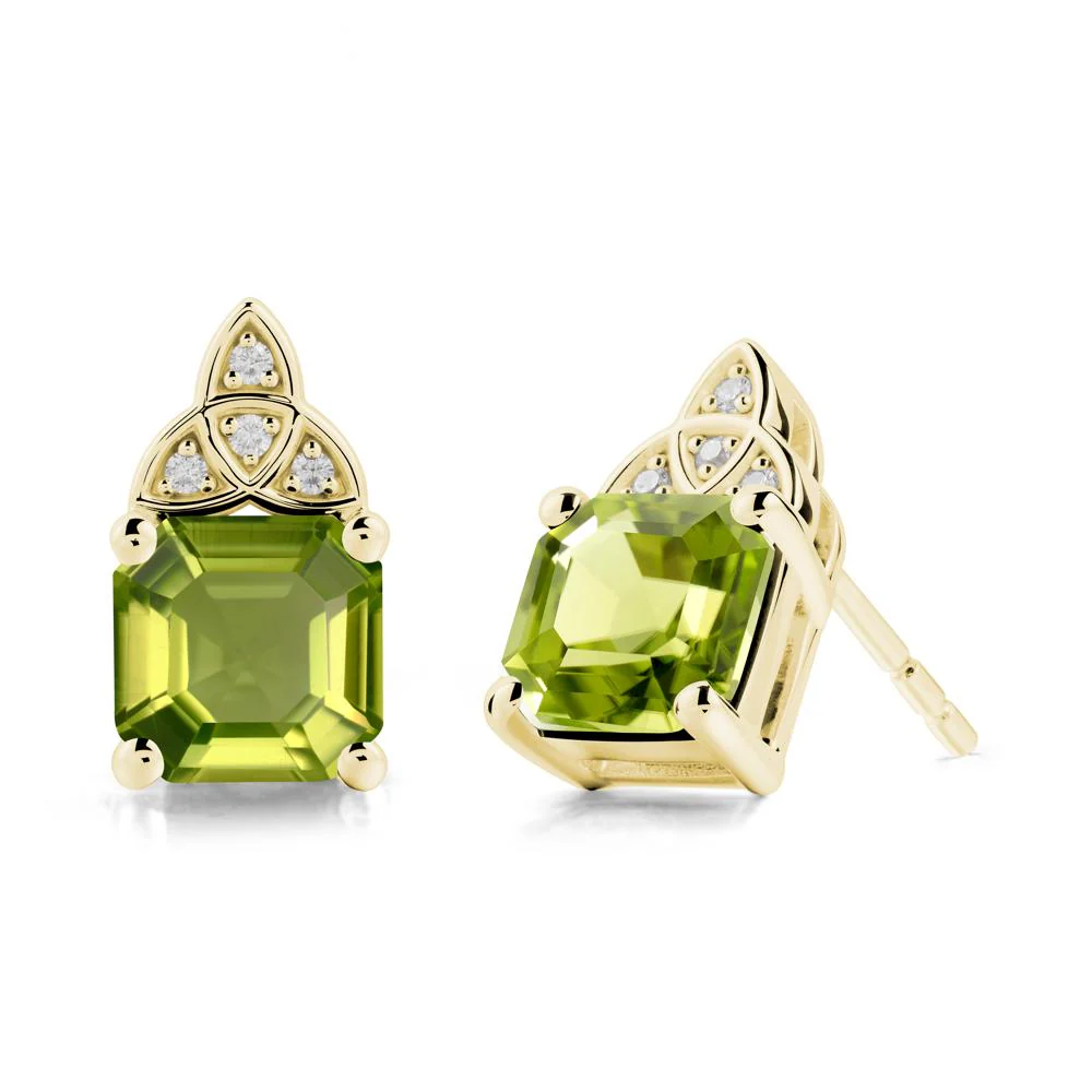 Asscher Cut Peridot Celtic Knot Earrings - Image 6