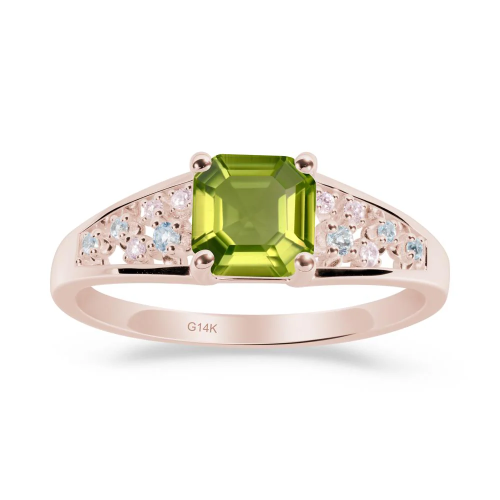 Asscher Cut Peridot Cluster Ring - Image 2