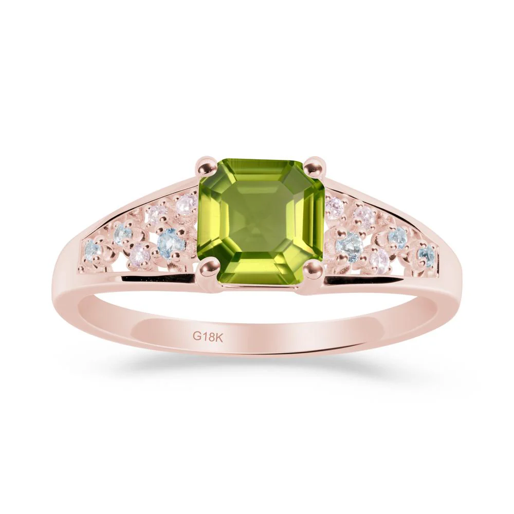 Asscher Cut Peridot Cluster Ring - Image 4