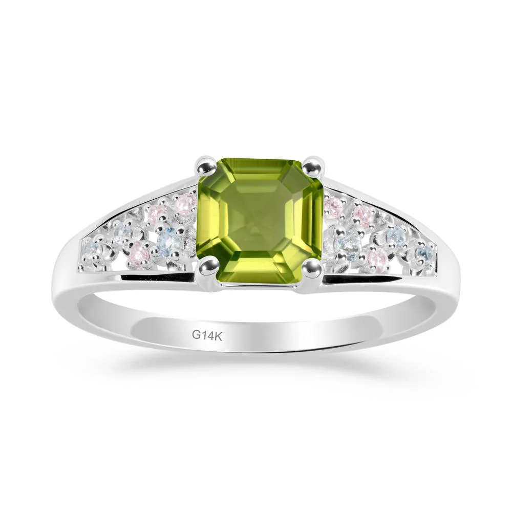 Asscher Cut Peridot Cluster Ring - Image 6