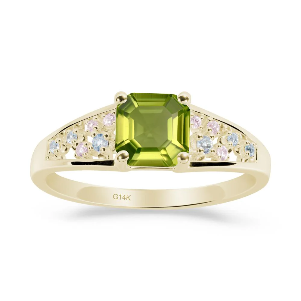 Asscher Cut Peridot Cluster Ring - Image 8