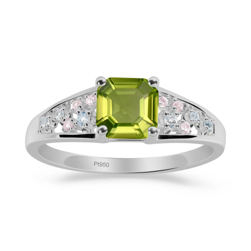 Asscher Cut Peridot Cluster Ring - Image 9