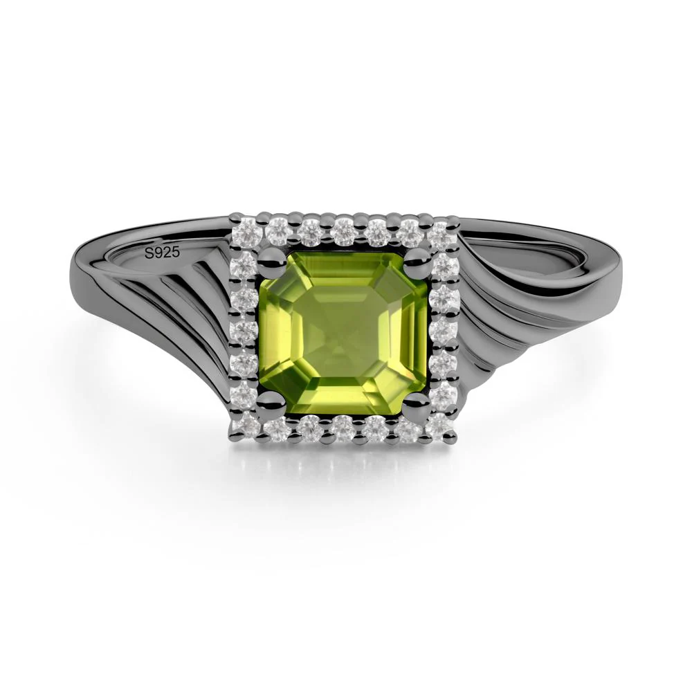 Asscher Cut Peridot Halo Ring - Image 9
