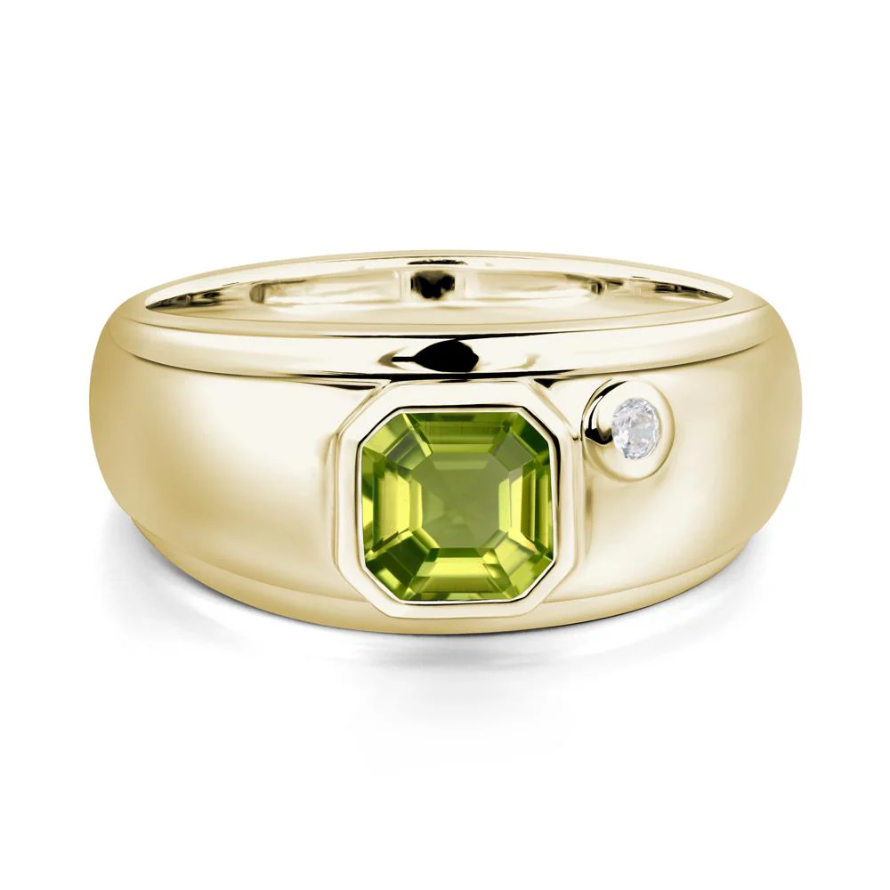 Asscher Cut Peridot Men's Ring - Image 4