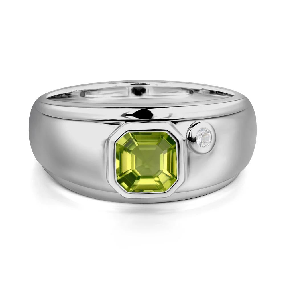Asscher Cut Peridot Men's Ring - Image 6