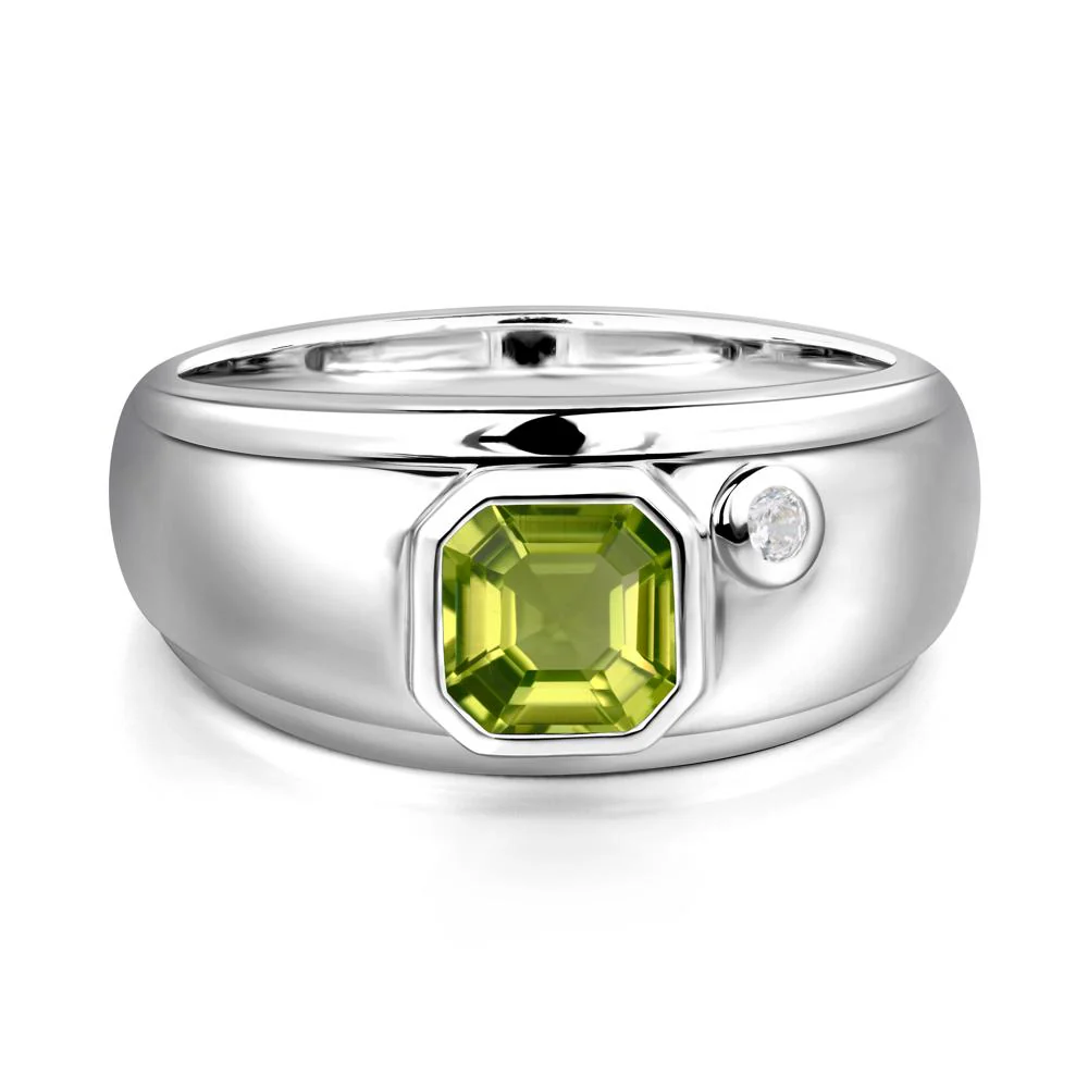 Asscher Cut Peridot Men's Ring - Image 7