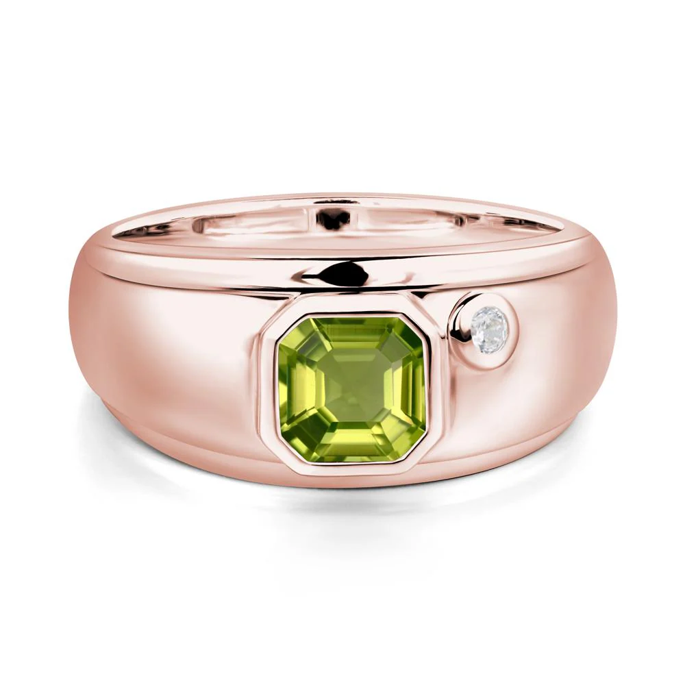 Asscher Cut Peridot Men's Ring - Image 9