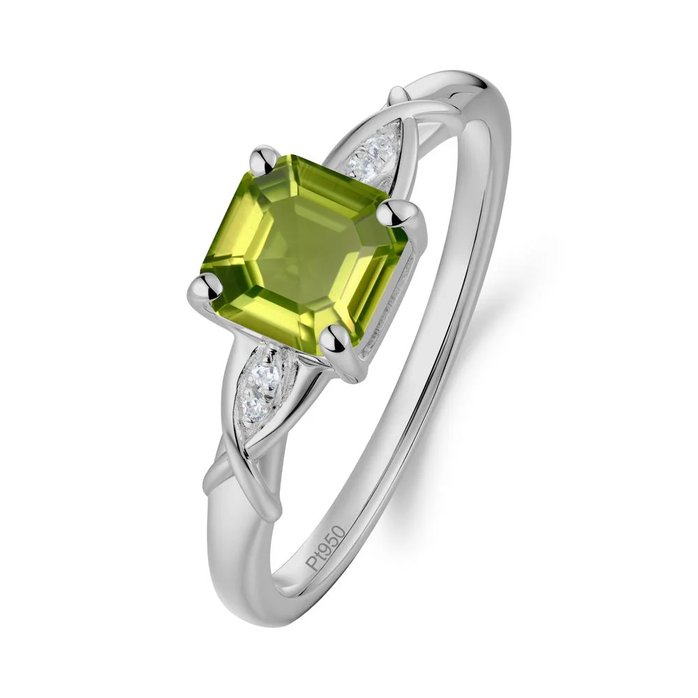 Asscher Cut Peridot Solitaire Ring with Criss-Cross Band - Image 8