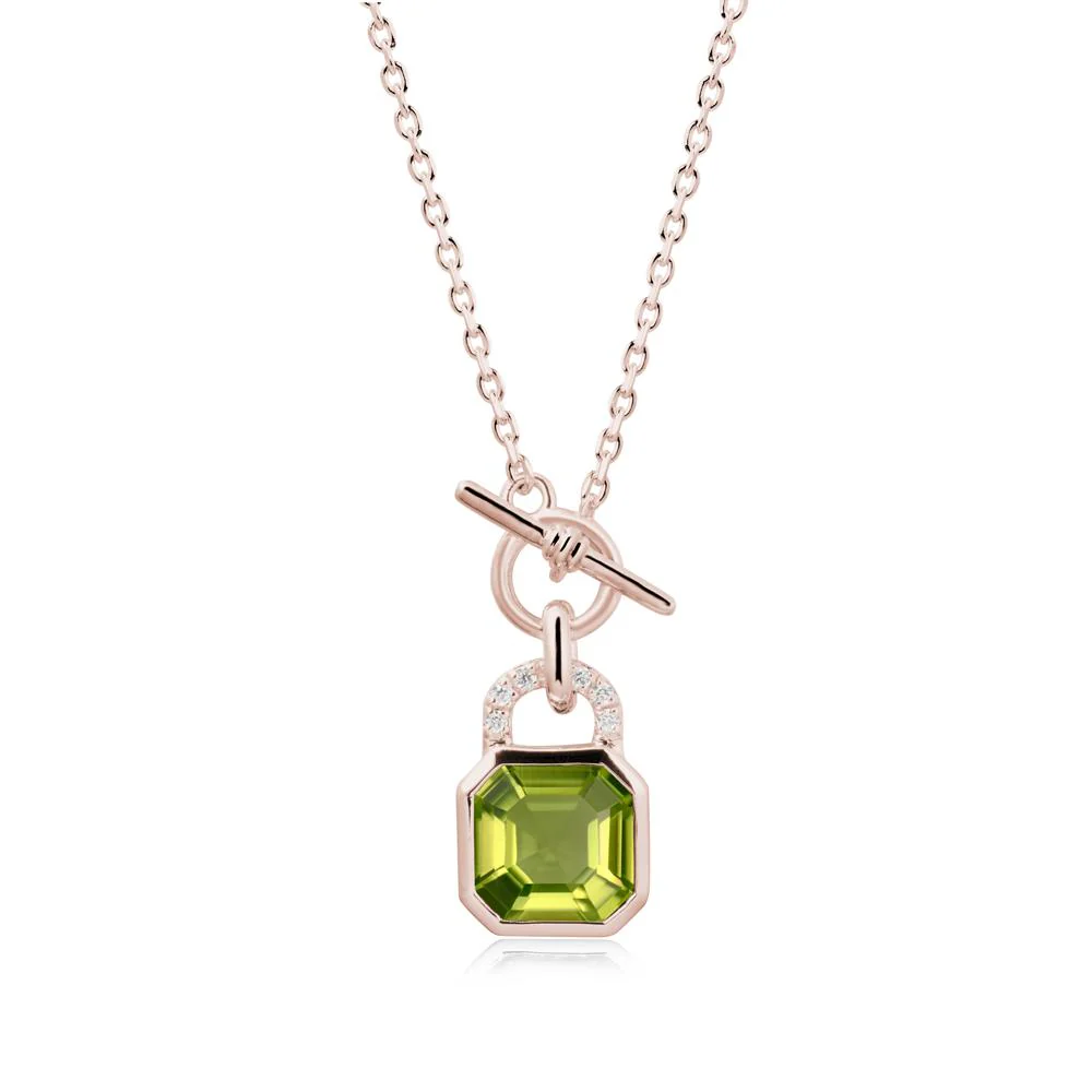 Asscher Cut Peridot Toggle Necklace - Image 2