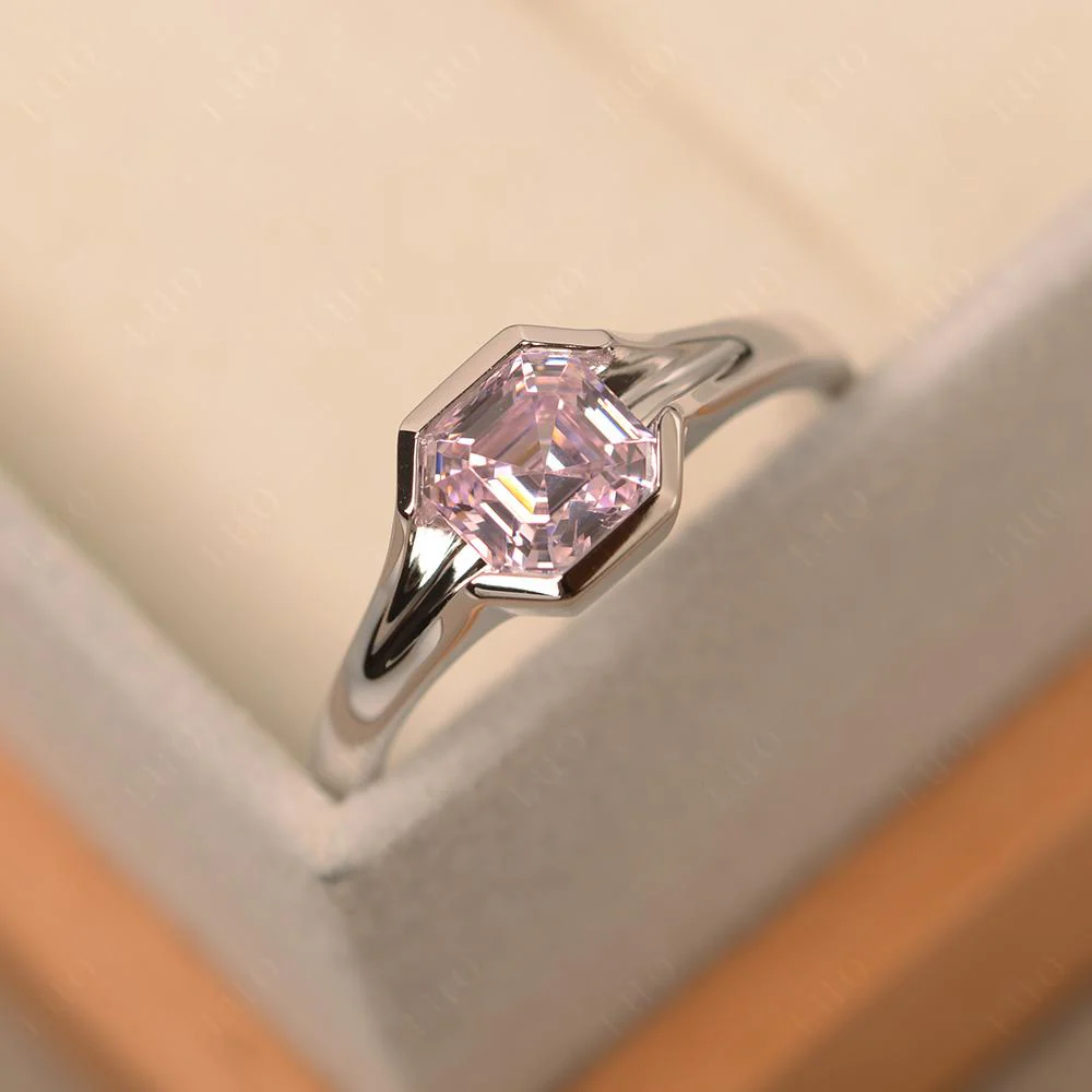 Pink Cubic Zirconia Bezel Engagement Ring - Image 30