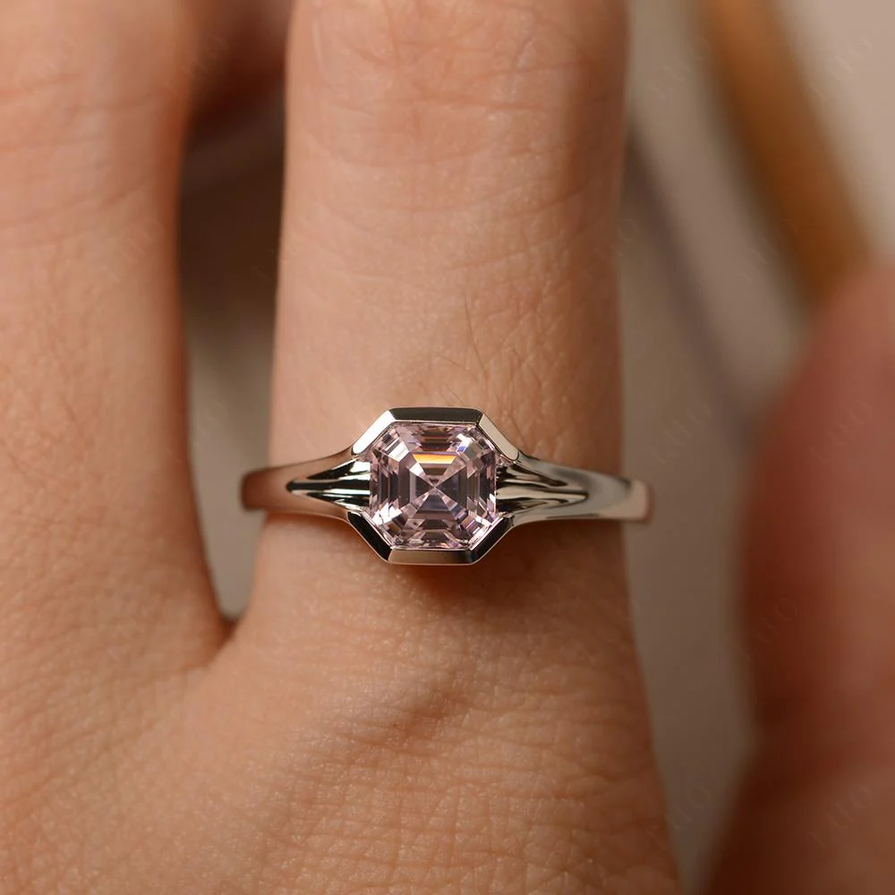 Pink Cubic Zirconia Bezel Engagement Ring - Image 32