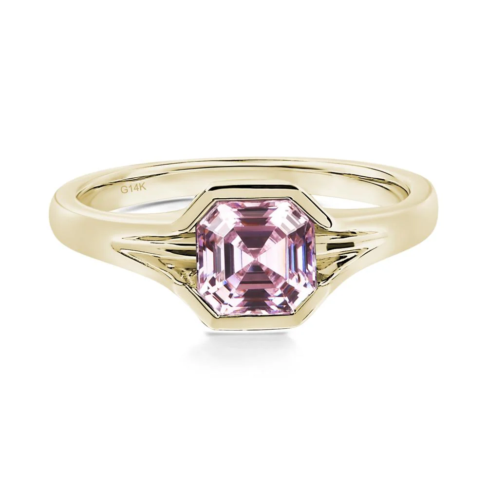 Pink Cubic Zirconia Bezel Engagement Ring - Image 4