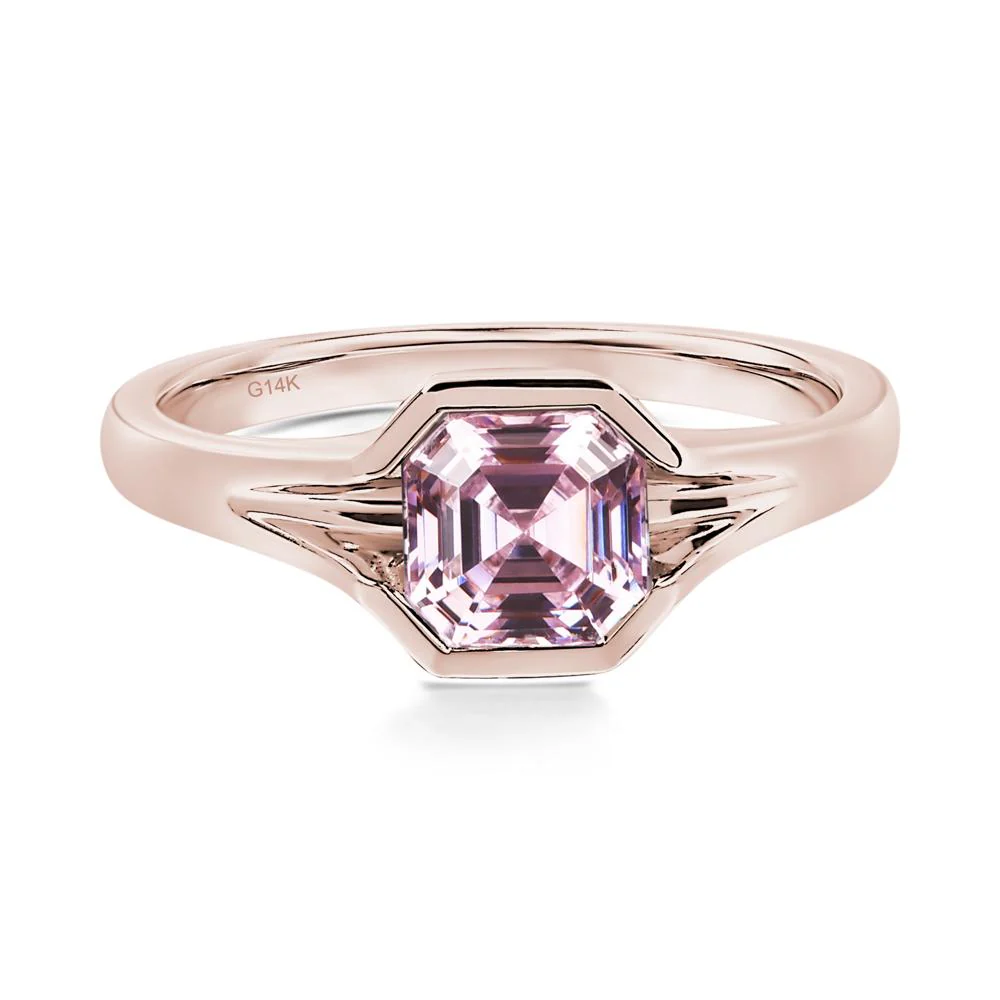 Pink Cubic Zirconia Bezel Engagement Ring - Image 5