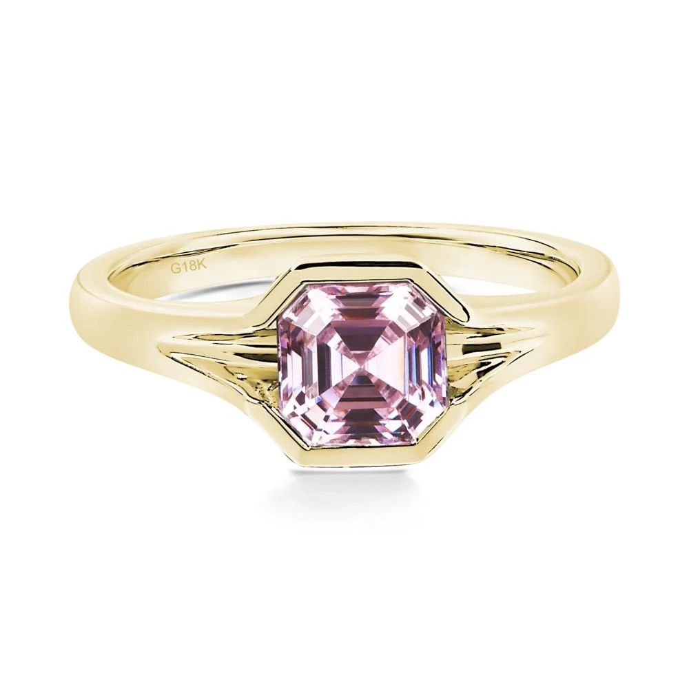 Pink Cubic Zirconia Bezel Engagement Ring - Image 7
