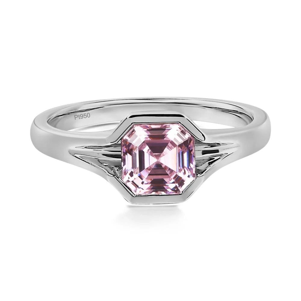 Pink Cubic Zirconia Bezel Engagement Ring - Image 9