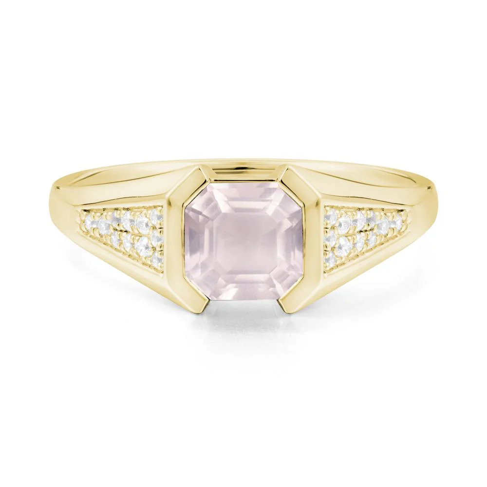 Asscher Cut Rose Quartz Bezel Ring - Image 6