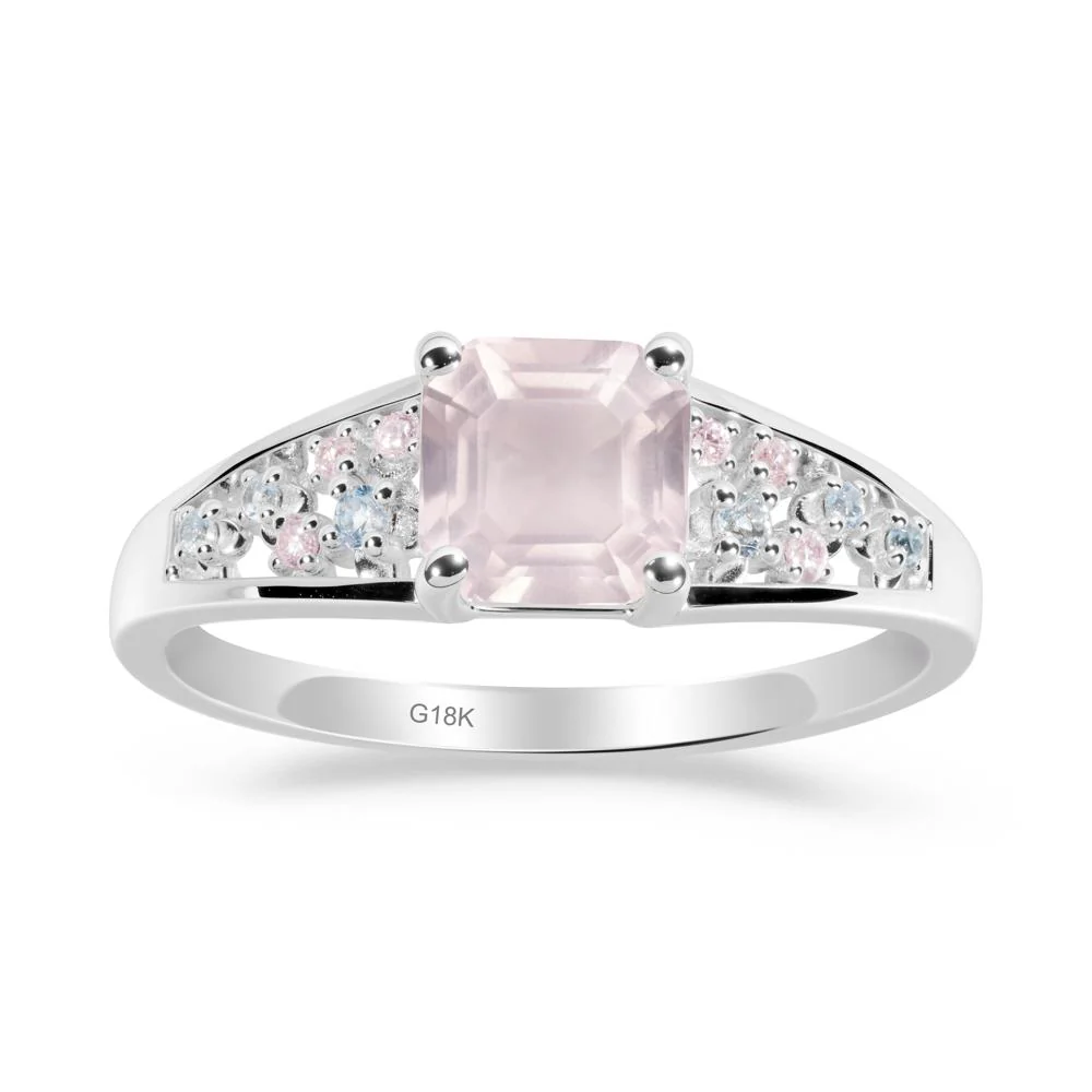 Asscher Cut Rose Quartz Cluster Ring - Image 7