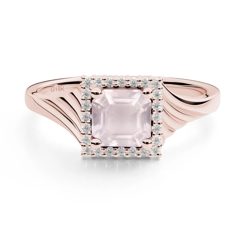 Asscher Cut Rose Quartz Halo Ring - Image 7
