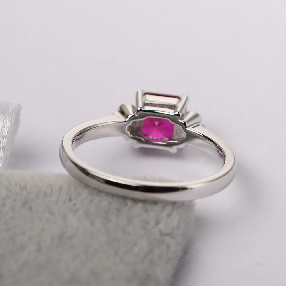 Asscher Cut Ruby Solitaire Ring - Image 4