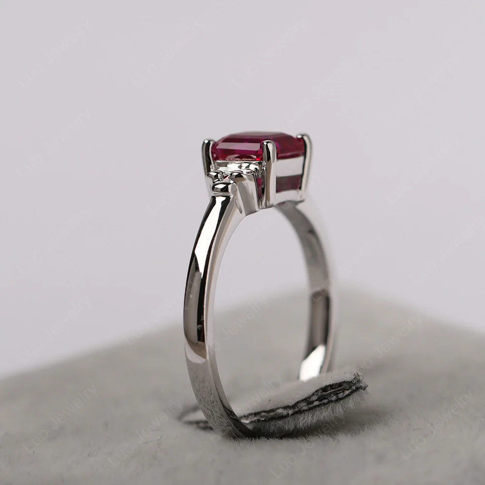 Asscher Cut Ruby Solitaire Ring - Image 5