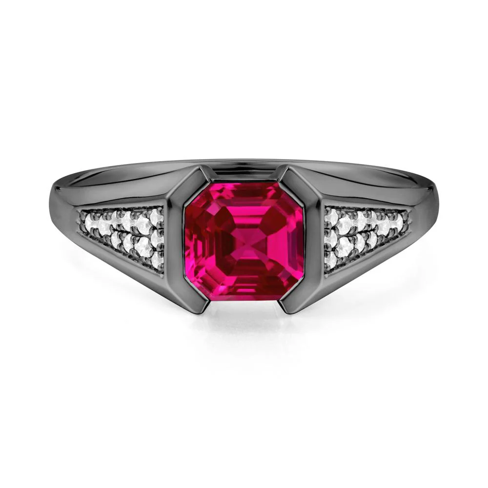 Asscher Cut Ruby Bezel Ring - Image 7