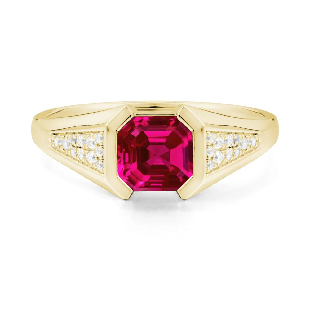 Asscher Cut Ruby Bezel Ring - Image 9