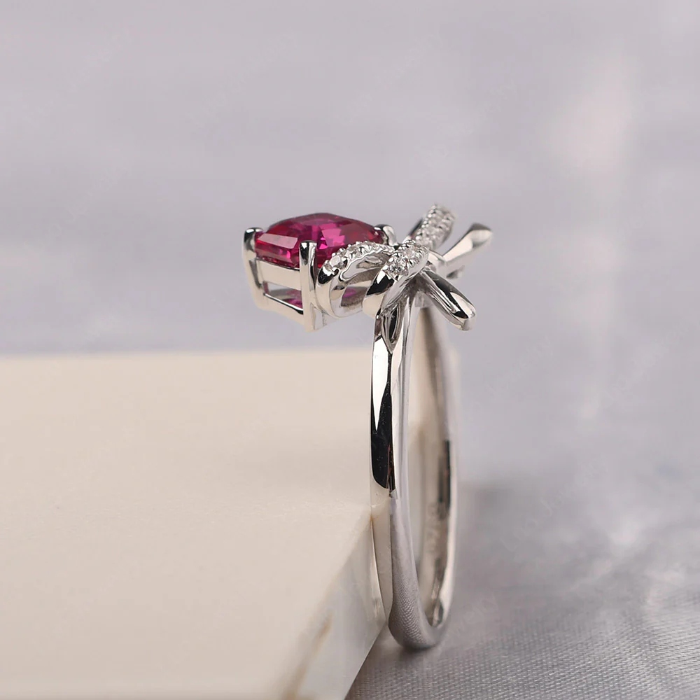 Asscher Cut Ruby Bowknot Ring - Image 4