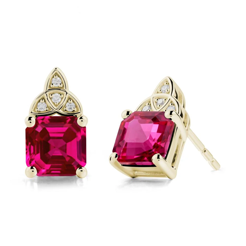 Asscher Cut Ruby Celtic Knot Earrings - Image 4