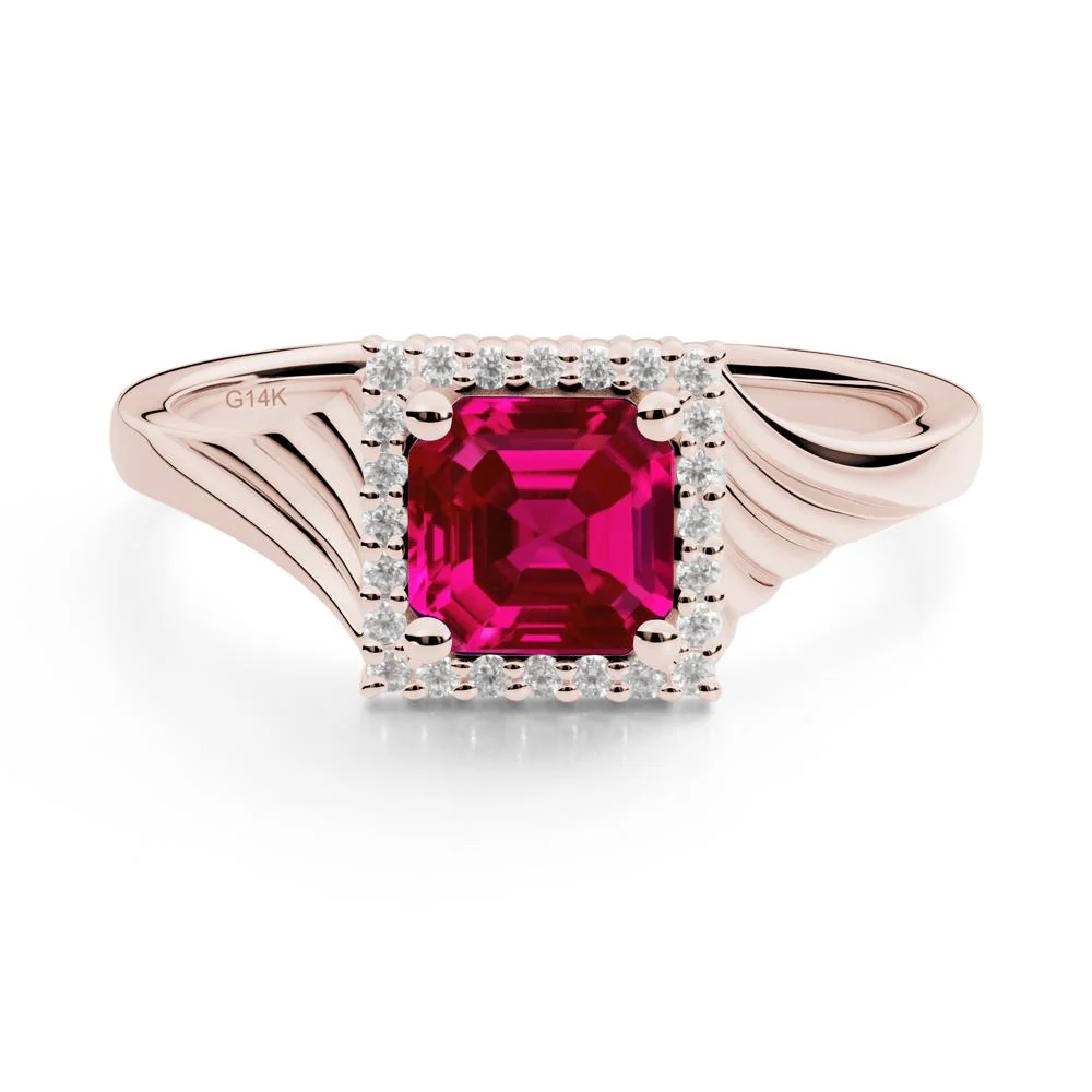 Asscher Cut Ruby Halo Ring - Image 2